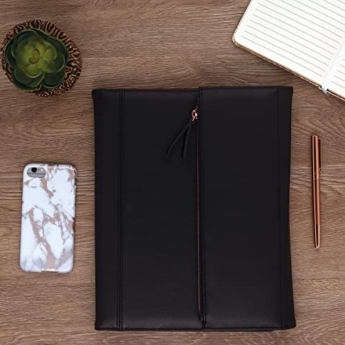 Samsill Professional Faux-Leather Padfolio For Women With Magnetic Flap Closure, Pen Loop And Side-Loading Notepad, Black #TOP5