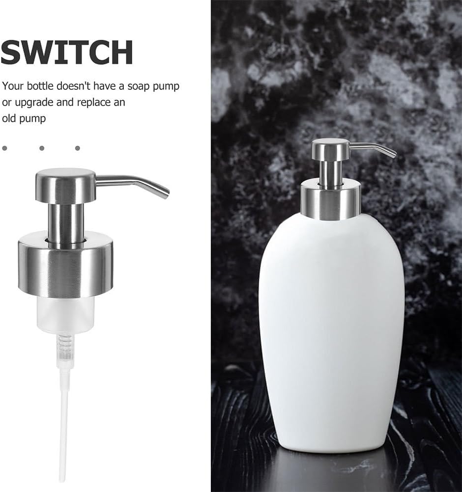 DOITOOL Replacement Shampoo Dispenser Pump for Bathroom Soap Bottles Stainless Steel Foaming Soap Pump Set of 3 Fits 44Mm Thread Diameter Controls Dispensing Reduces Waste