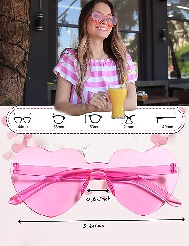 18 Pairs Heart Sunglasses Rimless Heart Shaped Glasses Bulk Pack for Women Colored Party Birthday2