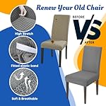 YEMYHOM 2 Packs Latest Checkered Dining Chair Slipcover Parsons Chair Furniture Protector Stretch Chair Covers for Dining Room, Restaurant, Kitchen, Party (Light Gray) - Image 4
