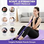 Corde de tension multifonctionnelle, bande de résistance de pédale avec poignées, tire-bande de yoga élastique à 6 tubes, corde de tension en caoutchouc naturel pour l'entraînement à domicile des abdominaux/bras/taille/jambes