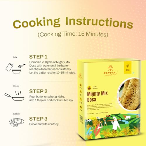 Image of Revival Millet Bisi Bele Bhath (200g) & Mighty Mix Dosa (200g) Combo Pack | Instant South Indian Meal | High in Protein & Fiber | Healthy, Tasty & Easy to Prepare | Quick Cooking in 15 Minutes