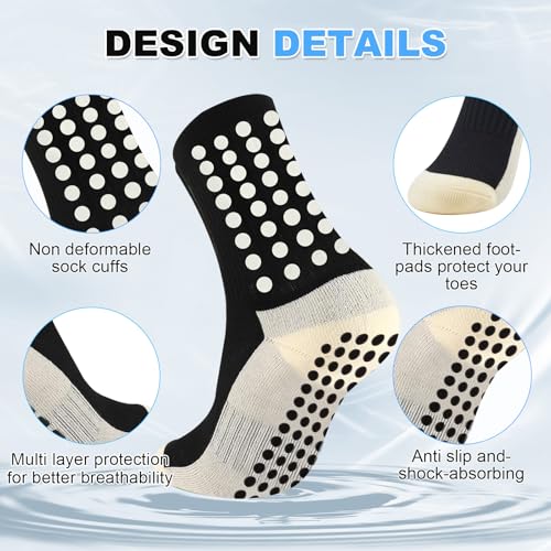 16 Pairs Grip Soccer Socks for Men Non Slip Sock with Anti Slip Grip Pads3