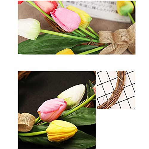 Wssbk Tulip Vine Circle Wreath Simulation Decoration Home Rattan Garlands Wall Hanging Decor #TOP4