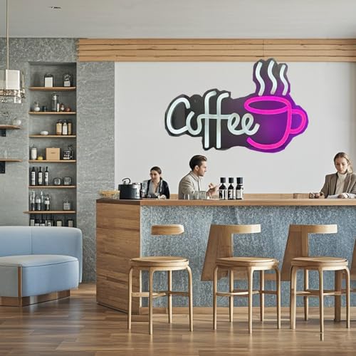 Image of Coffee Bar Sign Wall Decor,LED Coffee Neon Light up Signs for Coffee Station Decor,Coffee Decorations for Coffee Bar Kitchen Decor Accessories,with Dimmable Switch and Hanging Chain,5V USB Powered