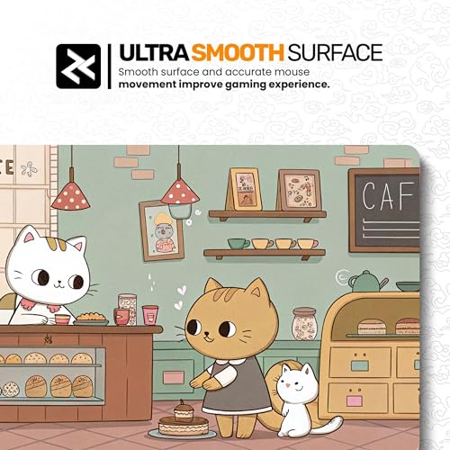 Image of Meow Cafe Premium Desk Mat | Anti-Skid | Anti-Slip | 80 x 30 cm | Laptop Mat for Work from Home /Office /Gaming- Extended Mouse pad and Keyboard Desk mat