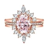 LAZLUVU Oval Pink Stone Stackable Rings AAA Cubic Zirconia Engagement Rings for Women Pink Rose Gold Wedding Ring Womens Jewelry Size 10
