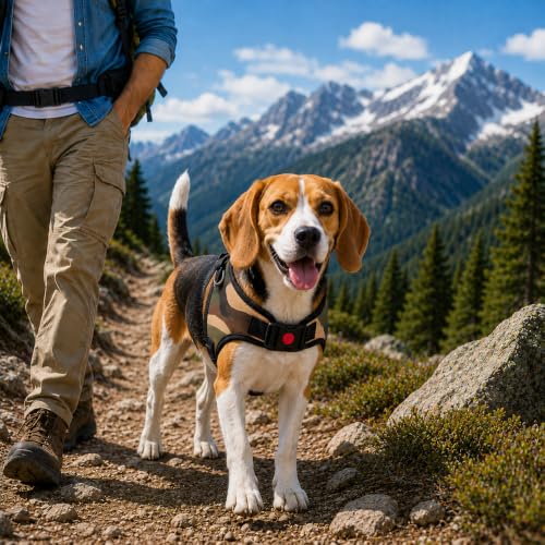 Image of No Pull Dog Body Belt | Adjustable & Soft Padded Dog Harness | Perfect for Medium Breeds | for 14-23Kg Dogs - Pomeranian, Beagle, Bulldog (M, Army)