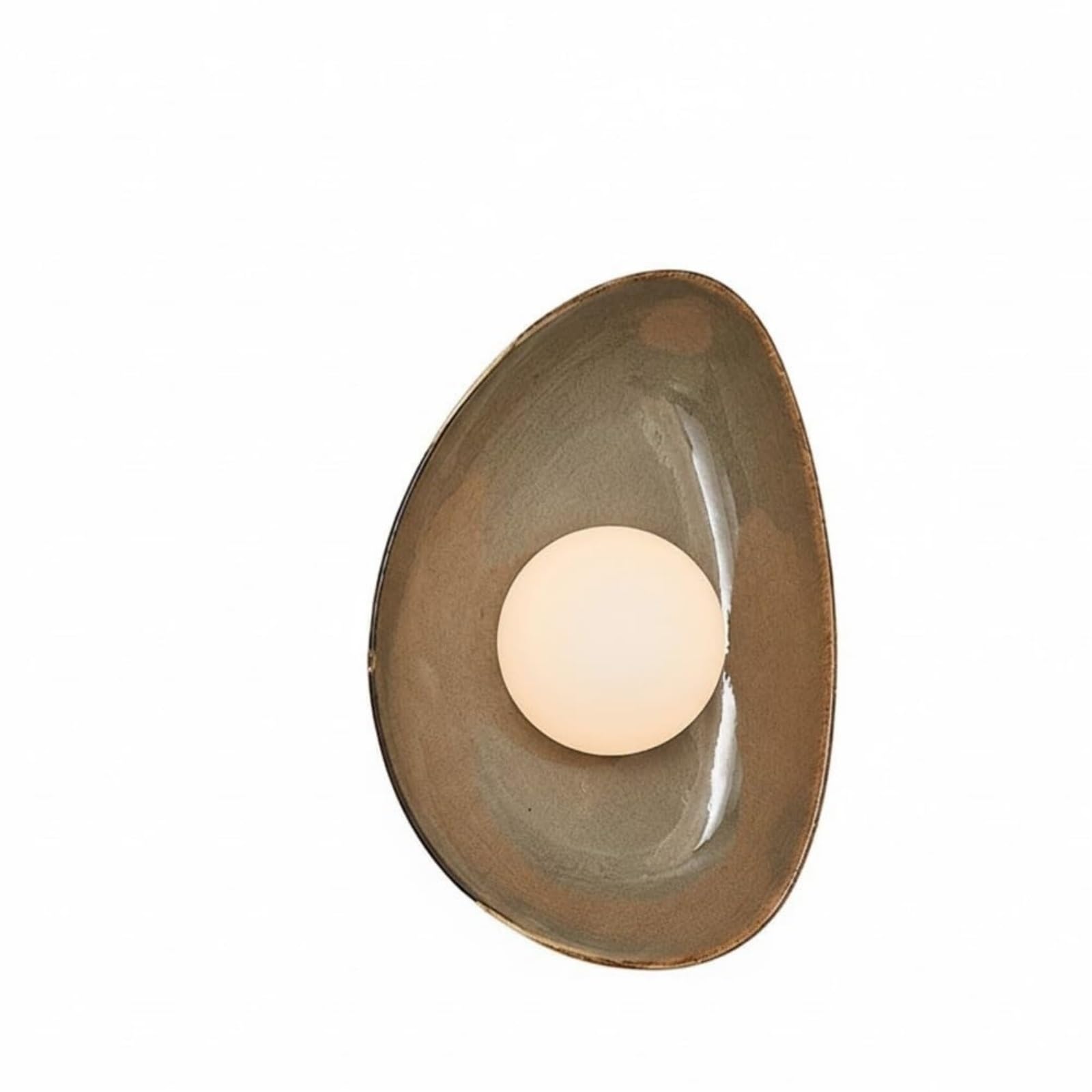 LUOYAOB Organic Pebble Ceramic Oval Wall Sconce Frosted Globe Wall Light Brown Grey Nordic Indoor Wall Lighting Fixture Modern Ambient Wall Lamp for Bedroom Living Room Hallway Entryway Decor