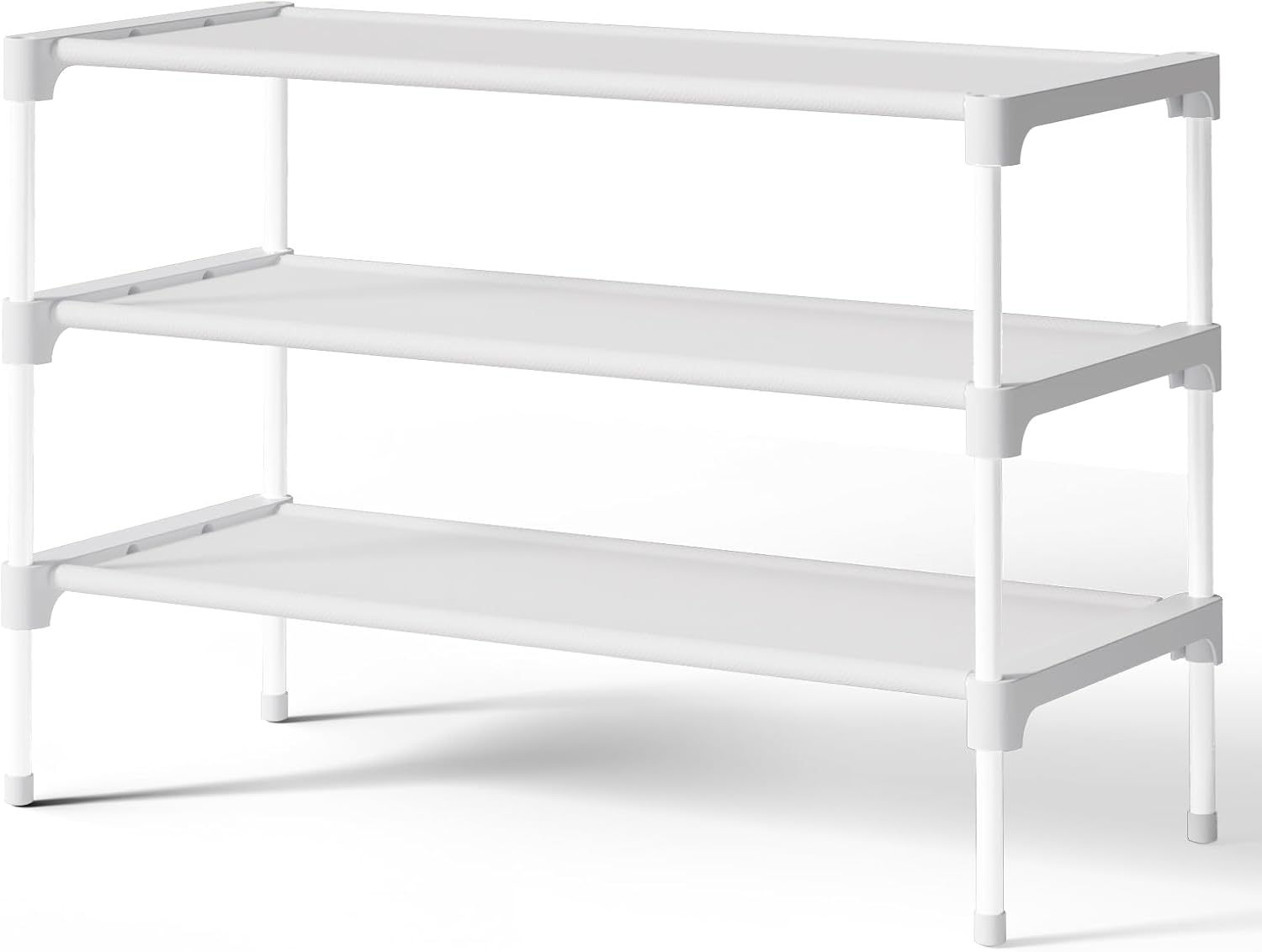 Kitsure Shoe Rack - Non-Woven Shoe Rack Shelf, Shoe Organizer for Closet, Entryway, Garage & Corridor, Stackable Shoe Shelves, 27.5 Wide - 3 Tier, White