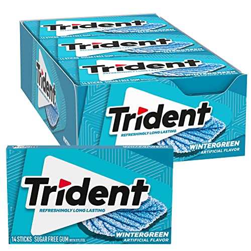 Image of Trident Wintergreen Sugar-Free Chewing Gum, 144 Packs of 14 Pieces (168 Total Pieces)