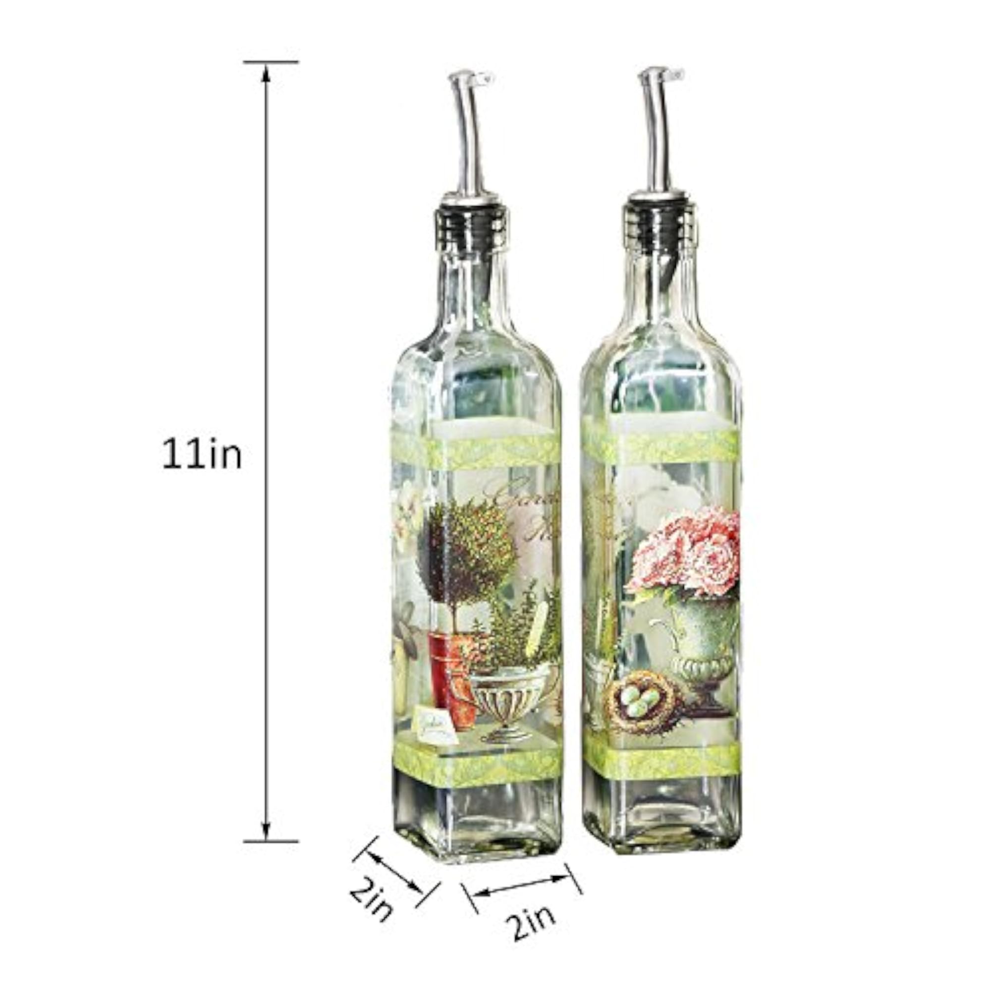 Olive Oil Bottle Set with Stainless Steel Pourer