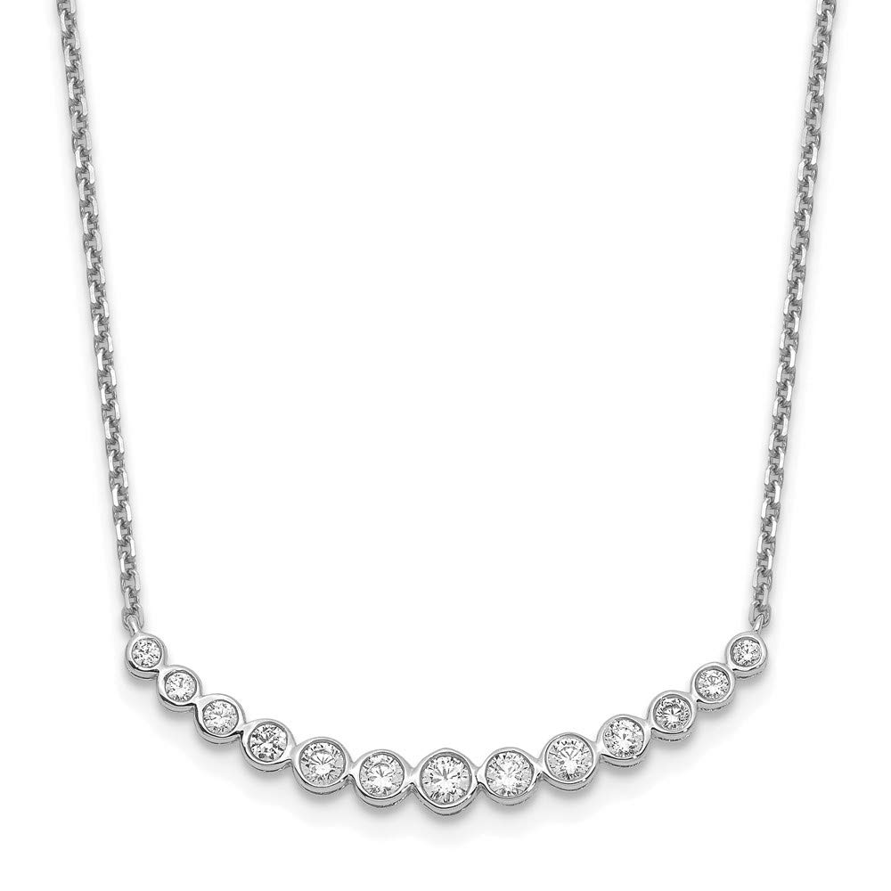 Solid 14k White Gold Lab Grown Diamond Fashion Pendant Necklace Charm Chain - with Secure Lobster Lo