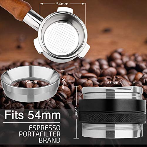53mm Espresso Tamper & Coffee Distributor and 54mm Dosing Funnel Set - Fits 54mm Portafilter, Depth Adjustable, Convenient Tools for Consistent Shots