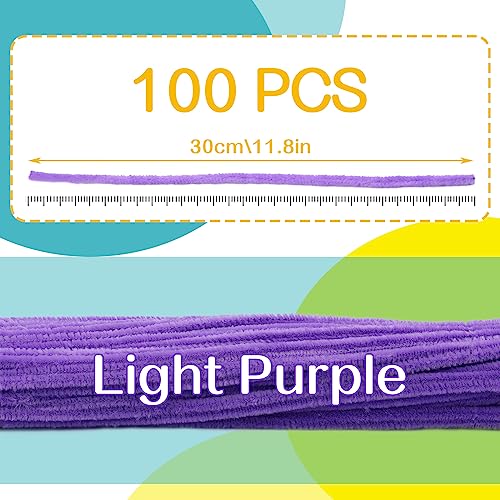 Image of 100 PCS Pipe Cleaner Craft, Light Purple Pipe Cleaners Bulk, Chenille Stem | Fuzzy Sticks Pipe Cleaner for Crafts Festival Home Decorations