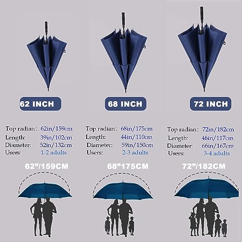 Golf-Umbrella-Large-626872-Inch-Extra-Large-Oversize-Double-Canopy-Vented-Windproof-Waterproof-Umbrella-Automatic-Open-Golf-Umbrella-for-Men-and-Women-and-Family62-inchNavy-Blue