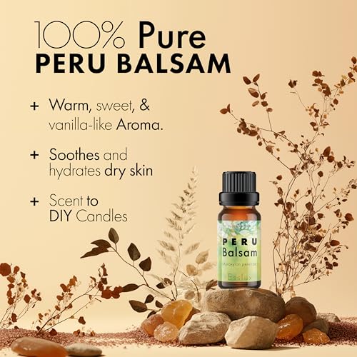 Image of Esslux Peru Balsam Essential Oil - Pure & Natural Undiluted for Aromatherapy & Therapeutic Grade Oil (Undiluted & Uncut - 100% Virgin) - Peru Balsam, 90 ML