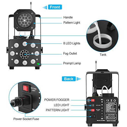 Fog Machine, Hakuta Led Projector Light Smoke Machine With Timer Of 5/15/30Min Continuous Spray, 13 Colorful Led Light Effects, 500W 2300Cfm With 300Ml Fog Liquid Tank For Halloween, Dj, Party, Stage #TOP5