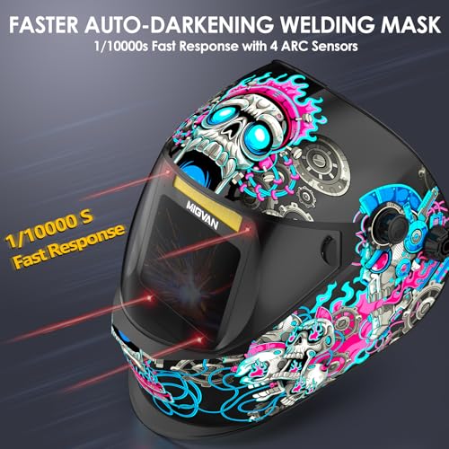 Image of Welding Helmet Auto Darkening True Color Large Viewing, Welding Hood Solar /Rechargeable Battery Powered, Wide Shade 4 /5-13 with 4 Arc Sensor, Optical Clarity Welding Mask for TIG MIG ARC Grind