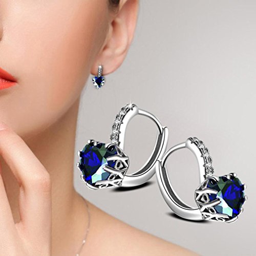 Fheaven Women Earings Big Heart Shaped Crystal Diamond Ear Stud Earrings Jewelry (B)