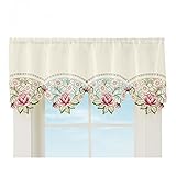 Embroidered Cutwork Rose Valance, Machine Washable