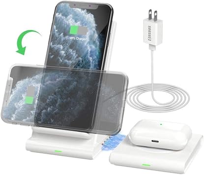 Dual Wireless Charger,COSOOS Qi Certified Wireless Charging Stand Pad for  iPhone 12/12 Pro/11 Pro Max/Xs/Xr/X/10/8 Plus,Airpods Pro,Samsung Galaxy S20 /S10/S9/S8,Samsung Watch (with QC 3.0 Adapter) : Amazon.ca: Electronics