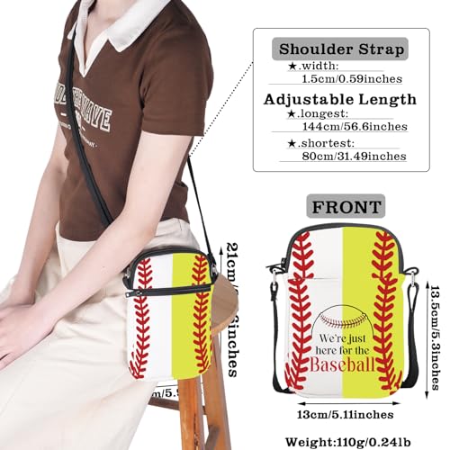 CMNIM Baseball Gifts We’re Just Here for The Baseball Crossbody Purse Bag Baseball Ball Character Shoulder Bag with Strap4