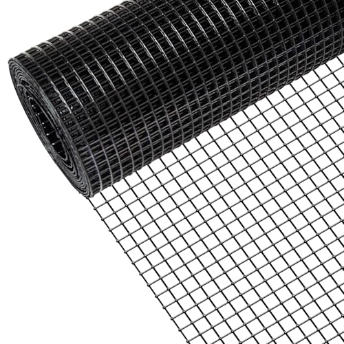 Zevemomo 48 x 100 1/2inch Hardware Cloth Black Vinyl Coated Chicken Wire Fence Galvanized Welded Mesh Roll for Home Garden Rabbit Cage