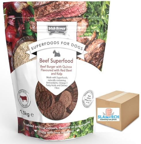Irish Rover Superfoods for Dogs Choice of Flavours Meat Treats Beef Burger Quinoa Beet Kelp 1.5kg Sold by Slamtech