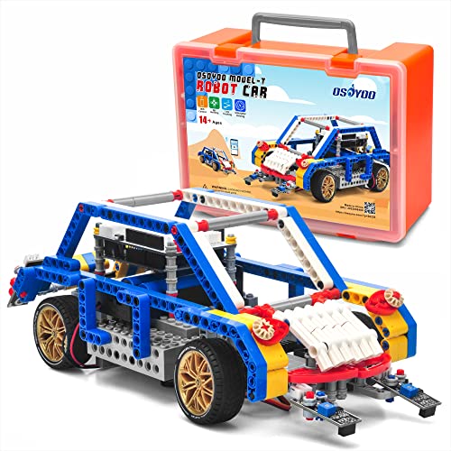 OSOYOO Model-T Building Block Robot Car Kit for Arduino Stem Educational Robotic Programming Project with App Remote Control Coding Learning Set for Teens Adults Students Teachers