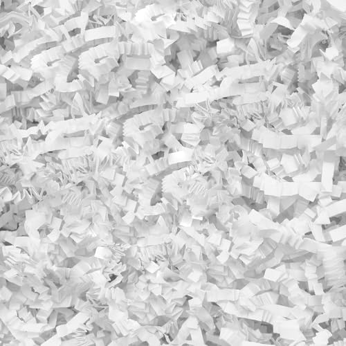 Crinkle Cut Paper Shred Filler,1 Lb White Shredded Paper For Gift Boxes Bags Basket Filler Decoration,Grass Cushion Paper Streamer Stuffing For Christmas,Thanksgiving,Mother'S Day Gift Wrapping