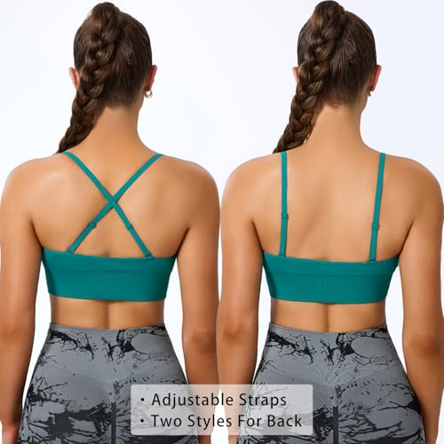 Image of BLUELILY Adjustable Deep V Neck Bras 3 /5 Pack Sports Bras for Women Padded Seamless Spaghetti Strap Criss Cross Yoga Bras