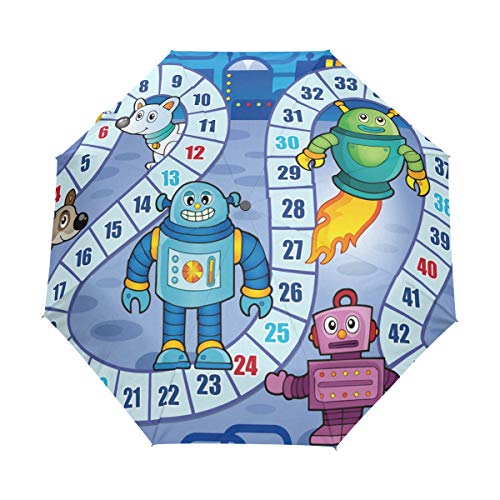 Preisvergleich Produktbild Blauer Regenschirm für Reisen, Mädchen, Männer, automatisch, kleine Taschen, regensicher, 3 Faltbare Sonnenschirme für Frauen, UV-Schutz, Damen