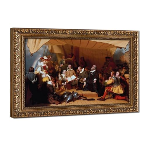 Toile d'Art Robert Walter Weir Embarkation of The Pilgrims - Finition Premium