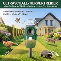 Katzenschreck Ultraschall 2er Set für Garten, Solar Katzenabwehr mit PIR-Bewegungsmelder, LED-Blitzlicht und 5 Modi, IP65 Marderschreck Garten Solar und Tiervertreiber für Rasen, Terrasse und Hof – Ansicht 2