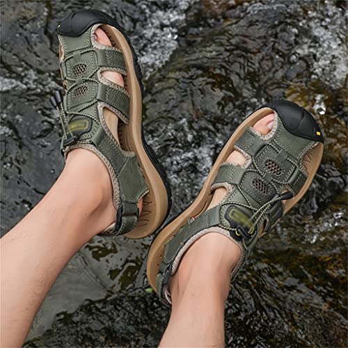 Men Casual Beach Outdoor Water Shoes Breathable Trekking Hiking Climbing Fishing Genuine Leather Leisure Sandals(42)2