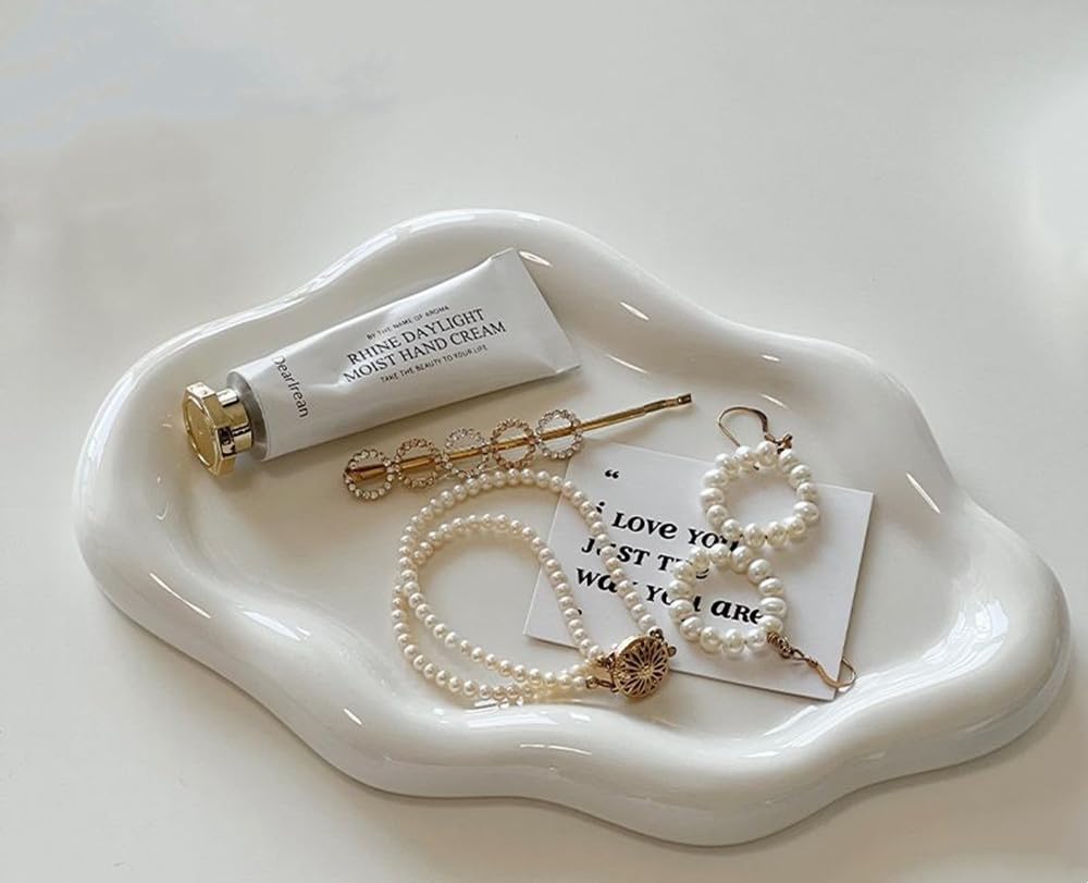 Portagioie In Ceramica Foglia Oro - Piatto Porta Anelli E Gioiili Decorativo Per Vanità E Comò - Foto 11