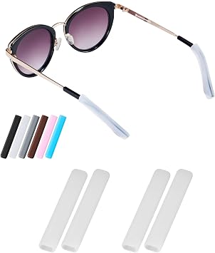 Gdnmapt Silicone Glasses Ear Cushion, Anti Slip Eye Glasses Ear Gripper, Comfortable Glasses Ear Grips, Eyeglass Ear Cushions Solution for Sore Ears, Temple Sleeves Tips for Glasses 2 White Pairs