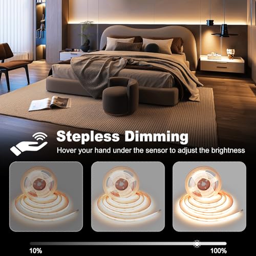 COB-LED-Strip-Lights164ft-Ultra-Bright-LED-Light-Strip-24V-Dimmable-3000K-Warm-White-COB-Light-StripHand-Wave-ActivatedLED-Tape-Light-for-DIY-TV-CabinetWardrobe-Bedroom-KitchenChristmas