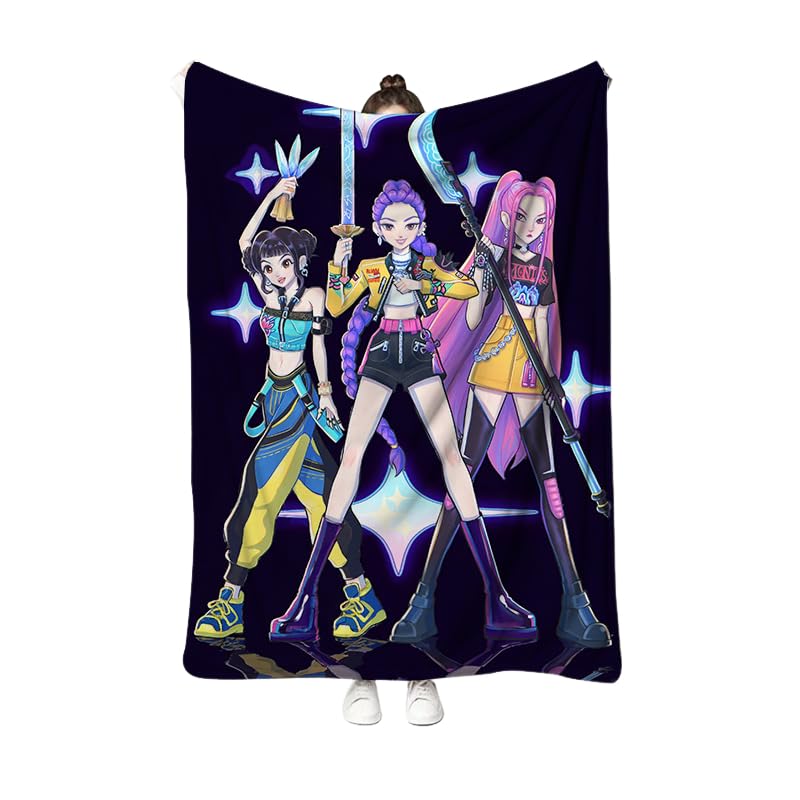 K-Pops Demons Hunters Manta mullida para sofá de 75 x 100 cm, manta para sofá de cama de 75 x 100 cm, regalo de cumpleaños y Navidad (C)