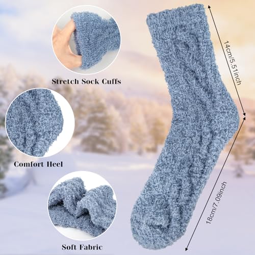 Image of Loritta 6 Pairs Womens Fuzzy Socks, Winter Warm Fluffy Slipper Socks