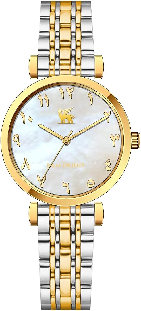 RM ORIENT Orologio da donna con numeri arabi in acciaio inox, analogico, al quarzo, con vetro zaffiro, orologio da polso da donna, alla moda, impermeabile, con calendario arabo, data RM ORIENT Orologio da donna con numeri arabi in acciaio inox, analogico, al quarzo, con vetro zaffiro, orologio da polso da donna, alla moda, impermeabile, con calendario arabo, data