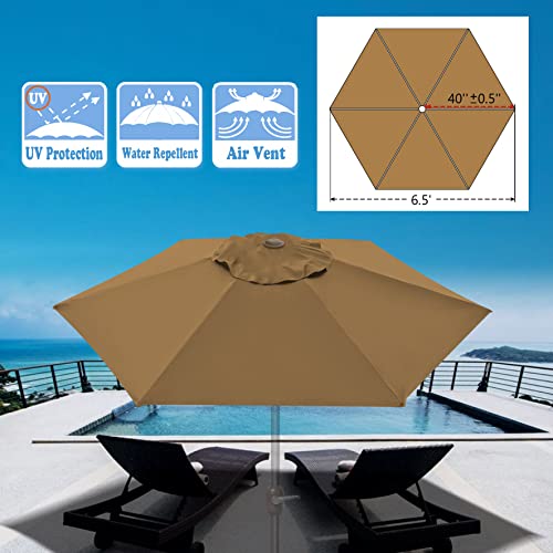 Strong Camel Replacement Umbrella Canopy Cover For 6.5Ft 6 Ribs Patio Market Umbrella (Canopy Only) (Tan) #TOP5