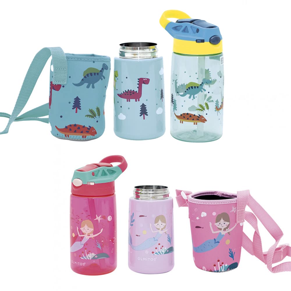 SET BOTELLA TRITÁN Y ACERO CON FUNDA OLMITOS (Azul)
