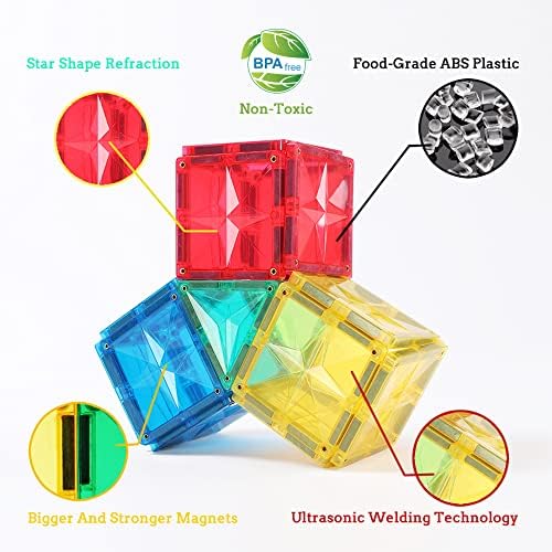 MEGAGONTILES 182PCS Premium Magnetic Tiles Set | STEM-Authenticated Magnetic Building Blocks | Educational Construction Toy for Kids Ages 3–8 (Boys & Girls) - 2