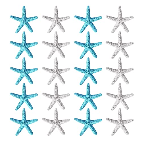 Hazrcvr Étoile de Mer Decoration 30 Pièces Étoiles de Mer en Résine Étoiles de Mer Bleues et Blanches Finger Starfish Résine ​Doigt Étoile de Mer pour Décoration Intérieure Mariage Plage Thème