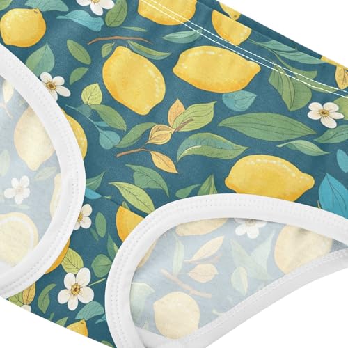 Wusikd Lemons Girls' Underwear Cotton Leaves Flowers Girls Briefs Soft Toddler Underwear 2T4