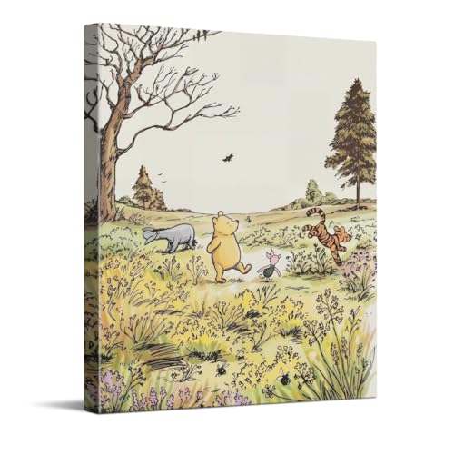 CYFDYVT Classic Winnie the Pooh Canvas Wall Art Hundred Acre Wood Nursery Wall Decor Vintage Winnie the Pooh Print Tigger Eeyore Piglet Paint Baby Baptism Gift 8x10 inch Ready to Hang