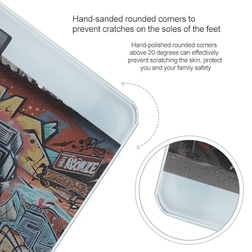 Balanza digital para baño Graffiti Hip Hop, vidrio templado 400lb miniatura 4