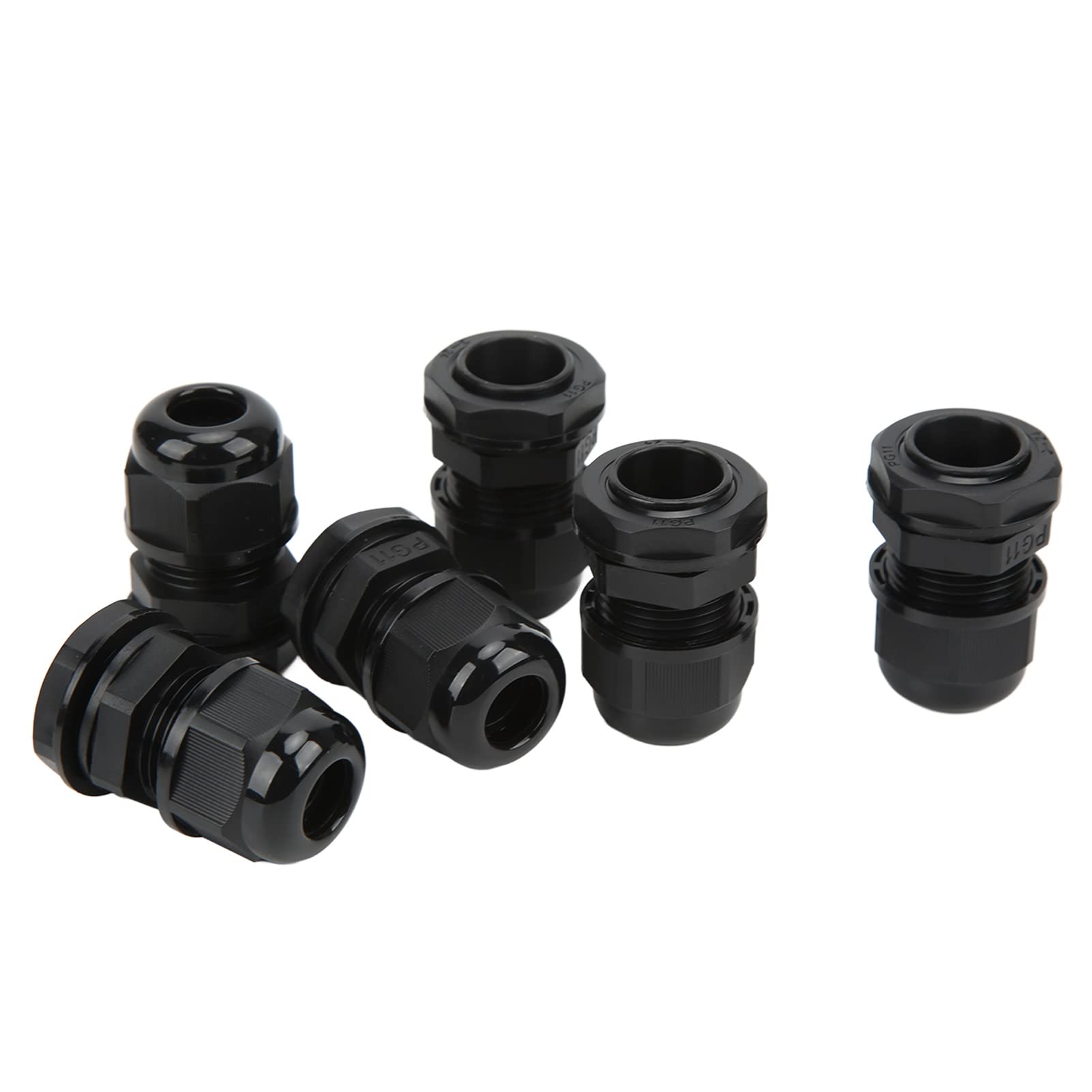 Cable Glands, Strong Fixing PA Nylon Acidproof PG Waterproof Connector 10Pcs/Set Manual Tightening for Electrical Cabinets (PG11B-10)-image-22